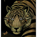 Tiger - Gabrial - Tonal Graphic - 12"x18"  Acrylic, Colored Pencil