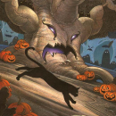 Halloween Run - 14"x10"  Colored Pencil, Acrylic